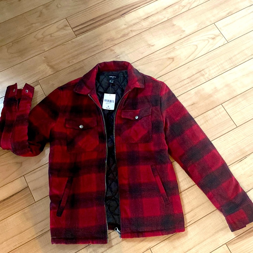 Men’s quilted zip flannel jacket New with tags size small